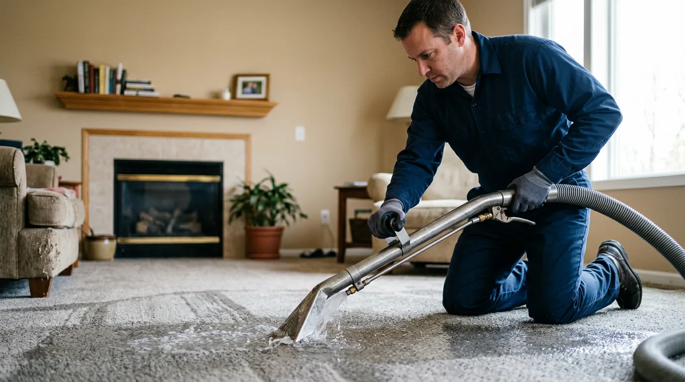 Water damage restoration technician working near Fredonia, TX